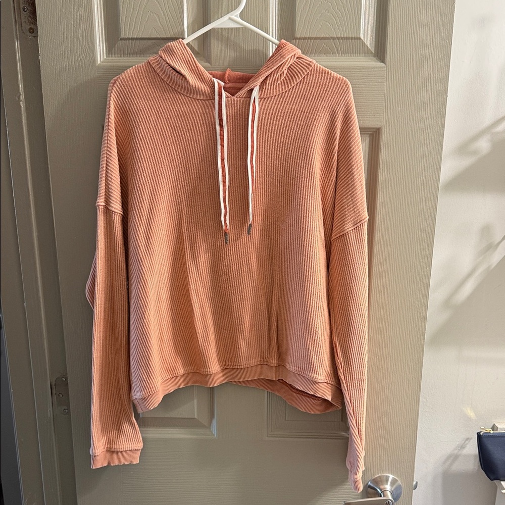 Aerie Coral Ribbed Hoodie